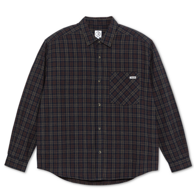 Mitchell LS Shirt Flannel Navy/Brown