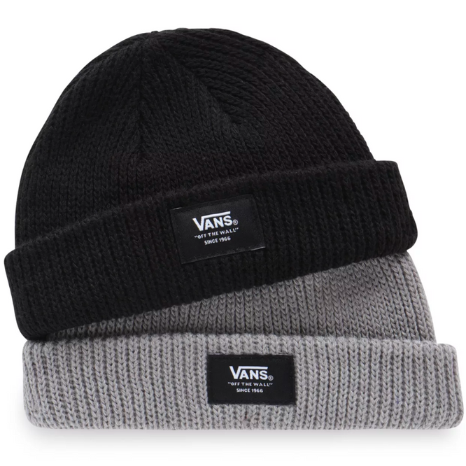 Kids Little Grom Beanie 2Pack Black/Grey