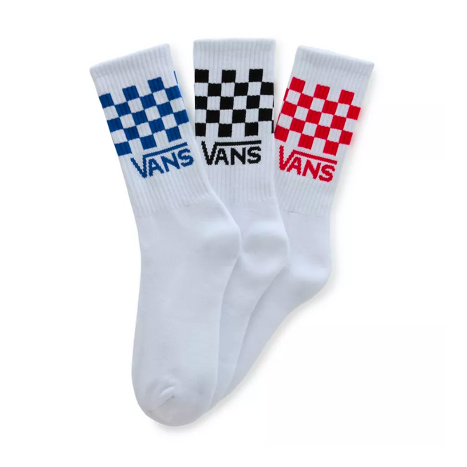 Kids Drop V Classic Check Crew Socks 3-Pack True Red/True Blue