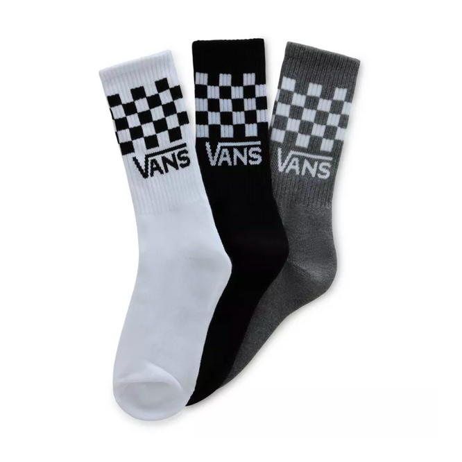 Kids Drop V Classic Check Crew Socks 3-Pack White/Black/Heather Grey