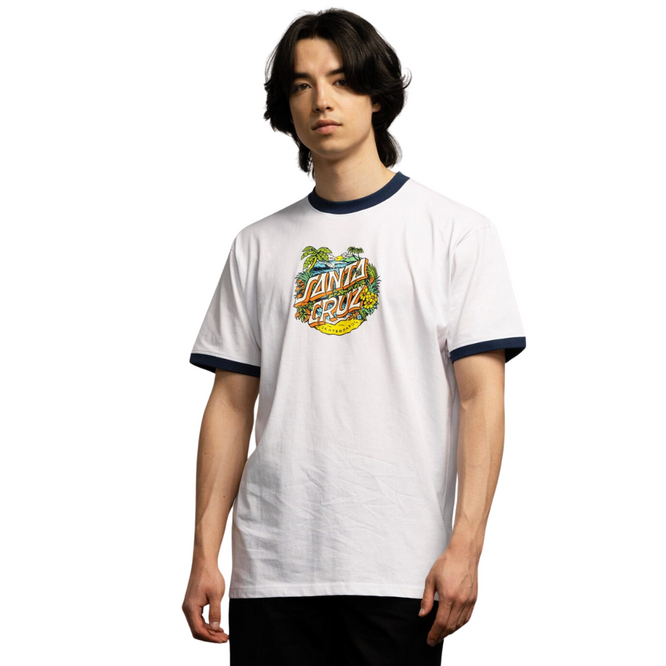 Aloha Dot Front Ringer T-shirt White