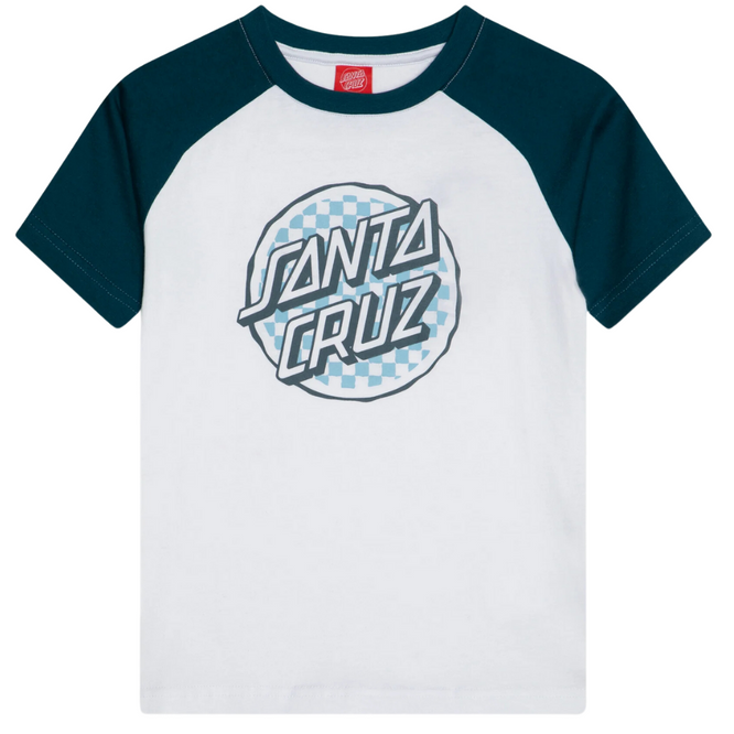 Kids Breaker Check Dot Front T-shirt White/Tidal Teal