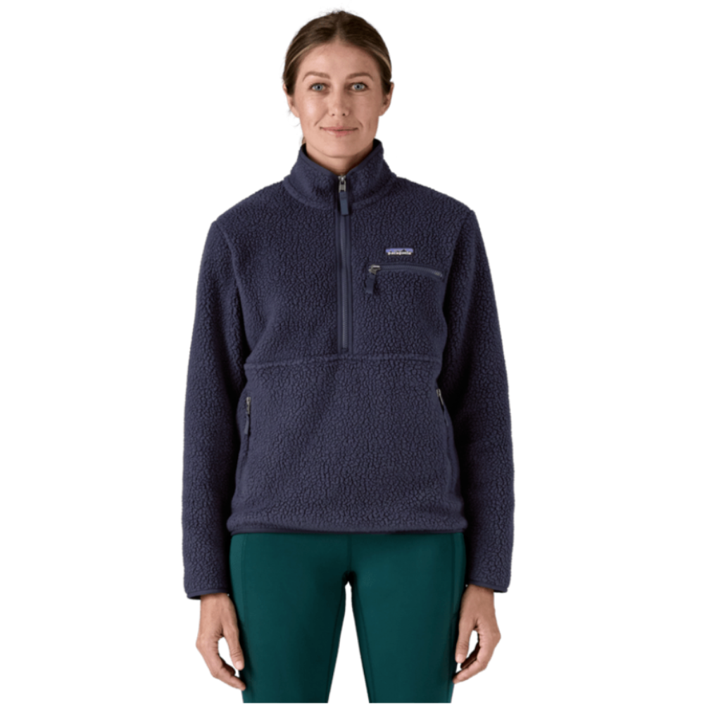 Womens Retro Pile Marsupial 1/4 Fleece Sunken Blue