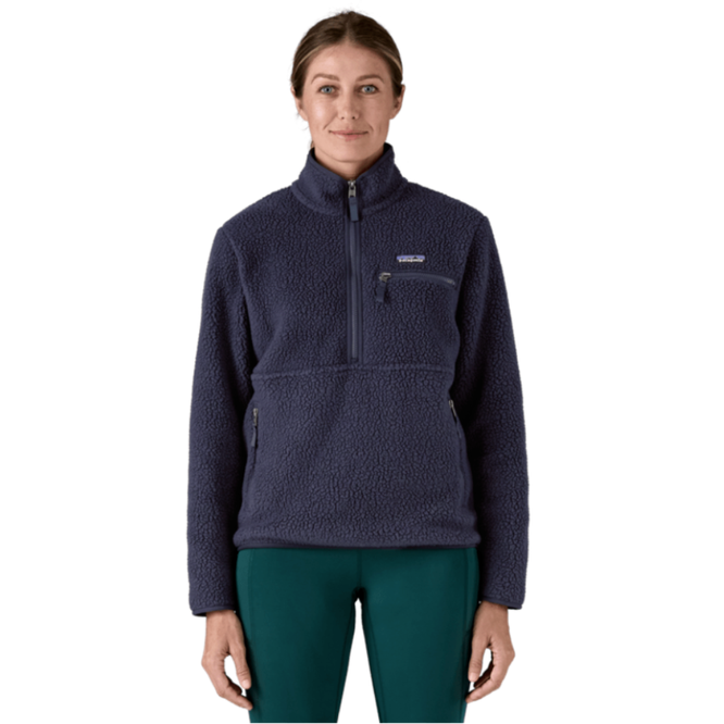 Womens Retro Pile Marsupial 1/4 Fleece Sunken Blue