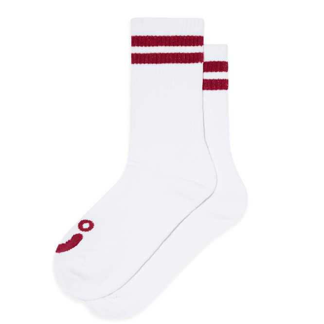 Happy Sad Rib Socks White/Red