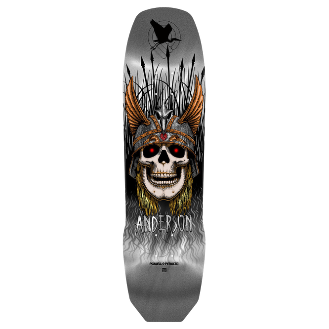 Andy Anderson Heron Skull Silver Foil 8.45" Skateboard Deck