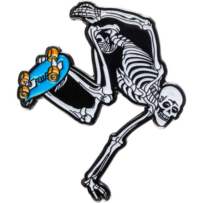 Skateboard Skeleton Label Pin