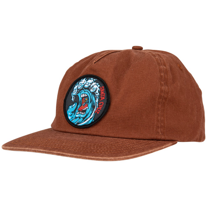 Screaming Wave Snapback Cap Brown Overdye