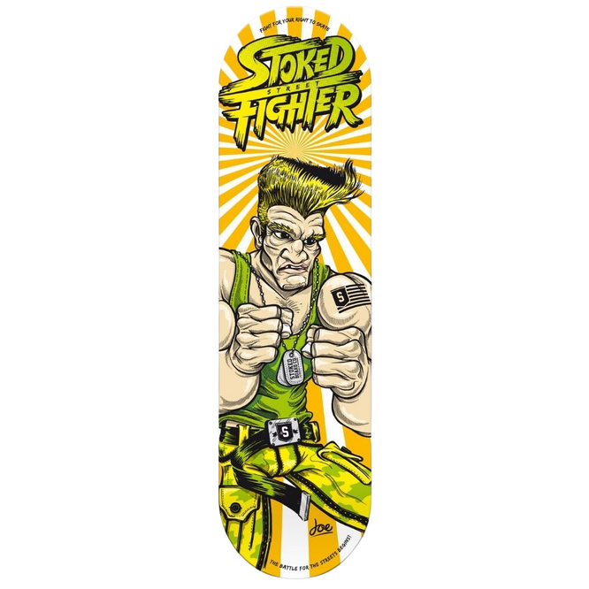 Stoked Street Fighter Yellow Skateboard Deck