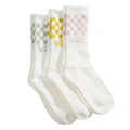 Kids Classic Check Crew 3Pack Socks Dusty Gold