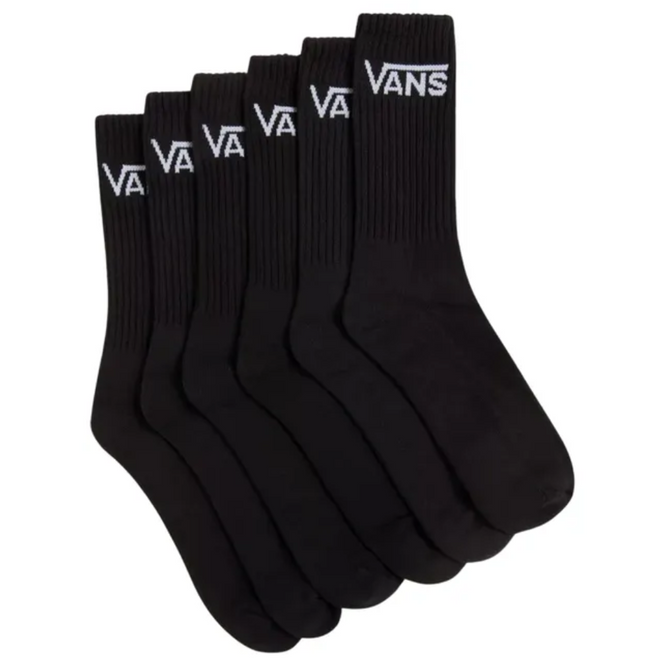 Classic Crew Socks Black 6-Pack