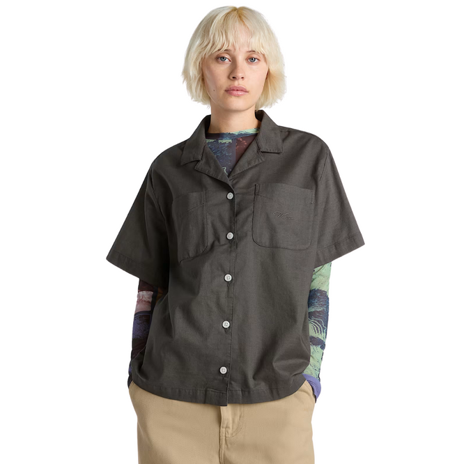 Womens Cassidy Camp Shirt Asphalt