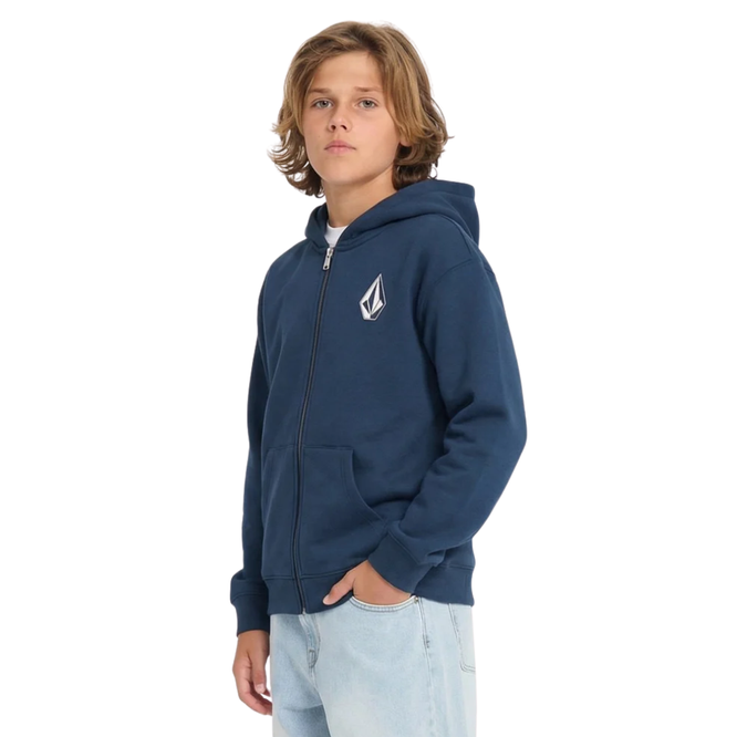 Kids Iconic Stone Gid Full Zip Hoodie Dust Bowl Indigo
