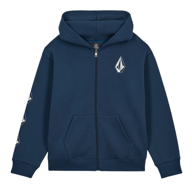 Kids Iconic Stone Gid Full Zip Hoodie Dust Bowl Indigo