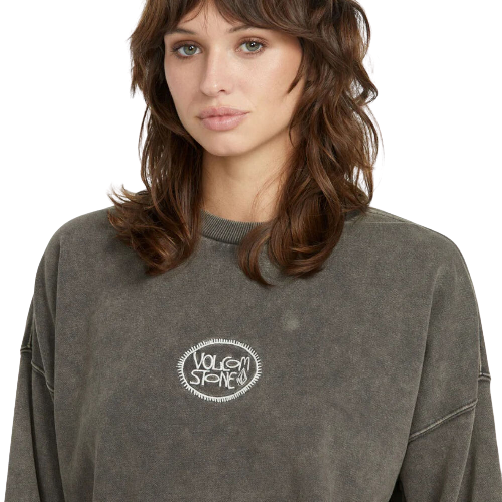 Womens Stone Crew Sweatshirt Vintage Black
