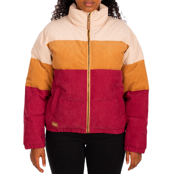 Womens Cordy Puffer Jacket Dark Red