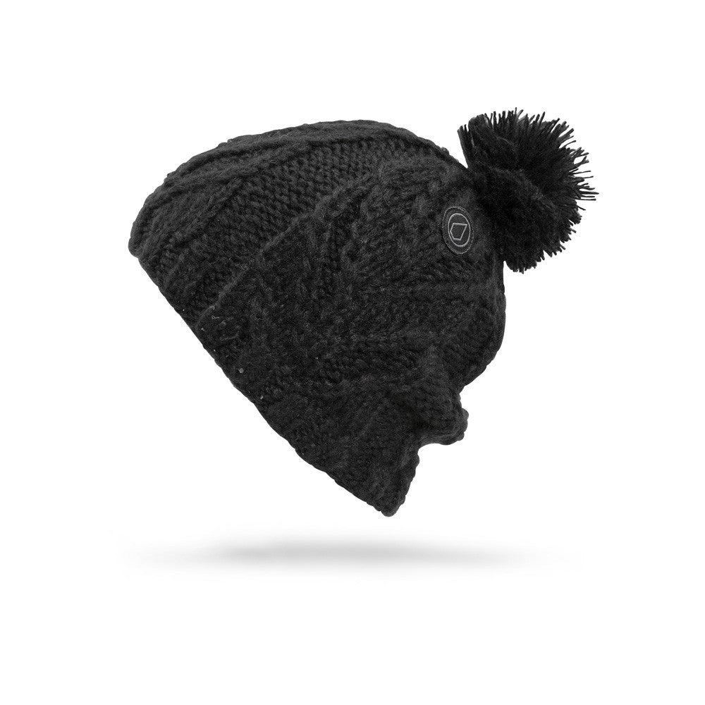 Womens Leaf Beanie Black