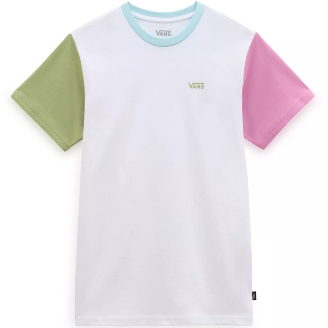 Womens Left Chest Colorblock T-shirt White/ Cyclamen Pink