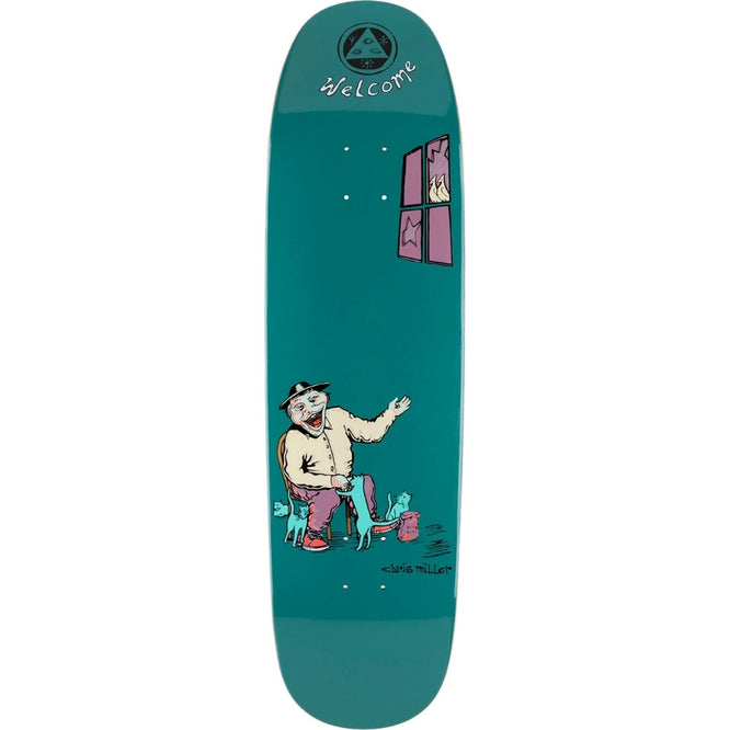 Miller Bird Feeder Catblood 8.75" Deep Teal Skateboard Deck