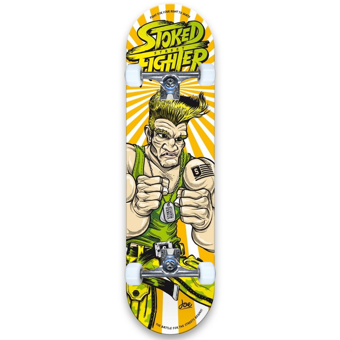 Stoked Street Fighter Yellow Complete Skateboard