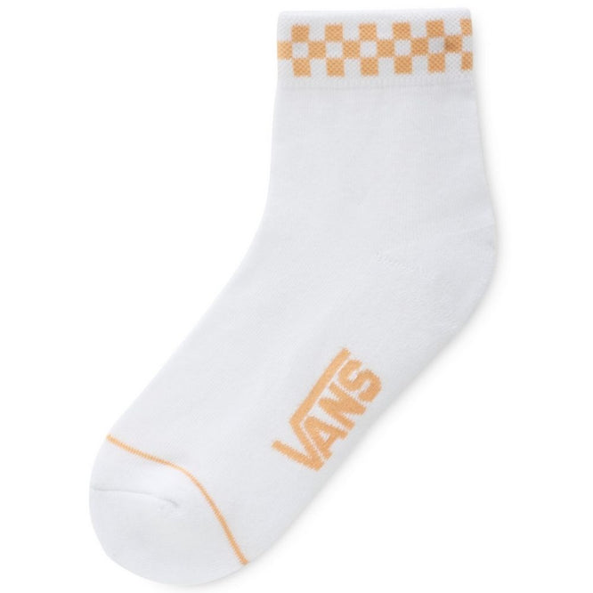 Womens Peek A Check Crew Socks White/Coral Sands
